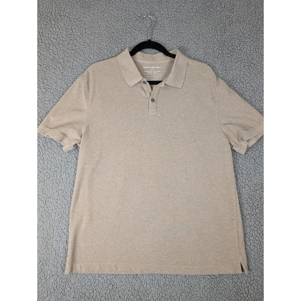 Banana Republic Mens Performance Pique Polo Shirt Brown Heather Size Large